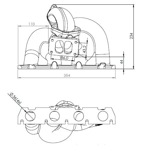 SPA TURBO 2.0L TSI / FSI T3 Twin Scroll Turbo Exhaust Manifold Transverse Engines + Aluminum intake manifold - NEW VERSION - Image 9