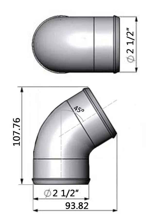 SPA TURBO 2.5” tight radius 45° elbow intake pipe - Image 3