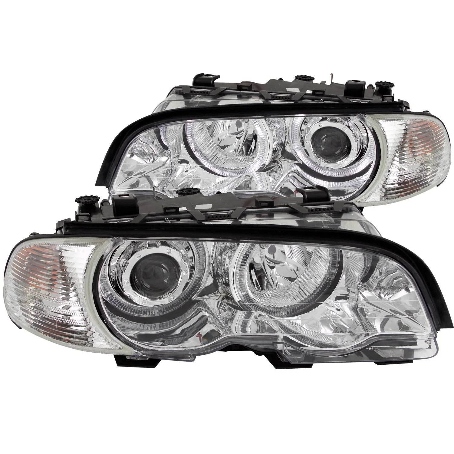 ANZO BMW E46 3-Series 2-Door Projector Headlights w/ LED Halo - Chrome