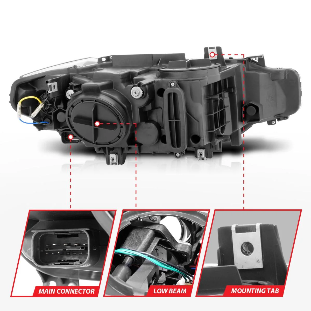 ANZO BMW F30 (2012-2015) 3-Series Projector Headlights w/ U-Bar Chrome - Image 5