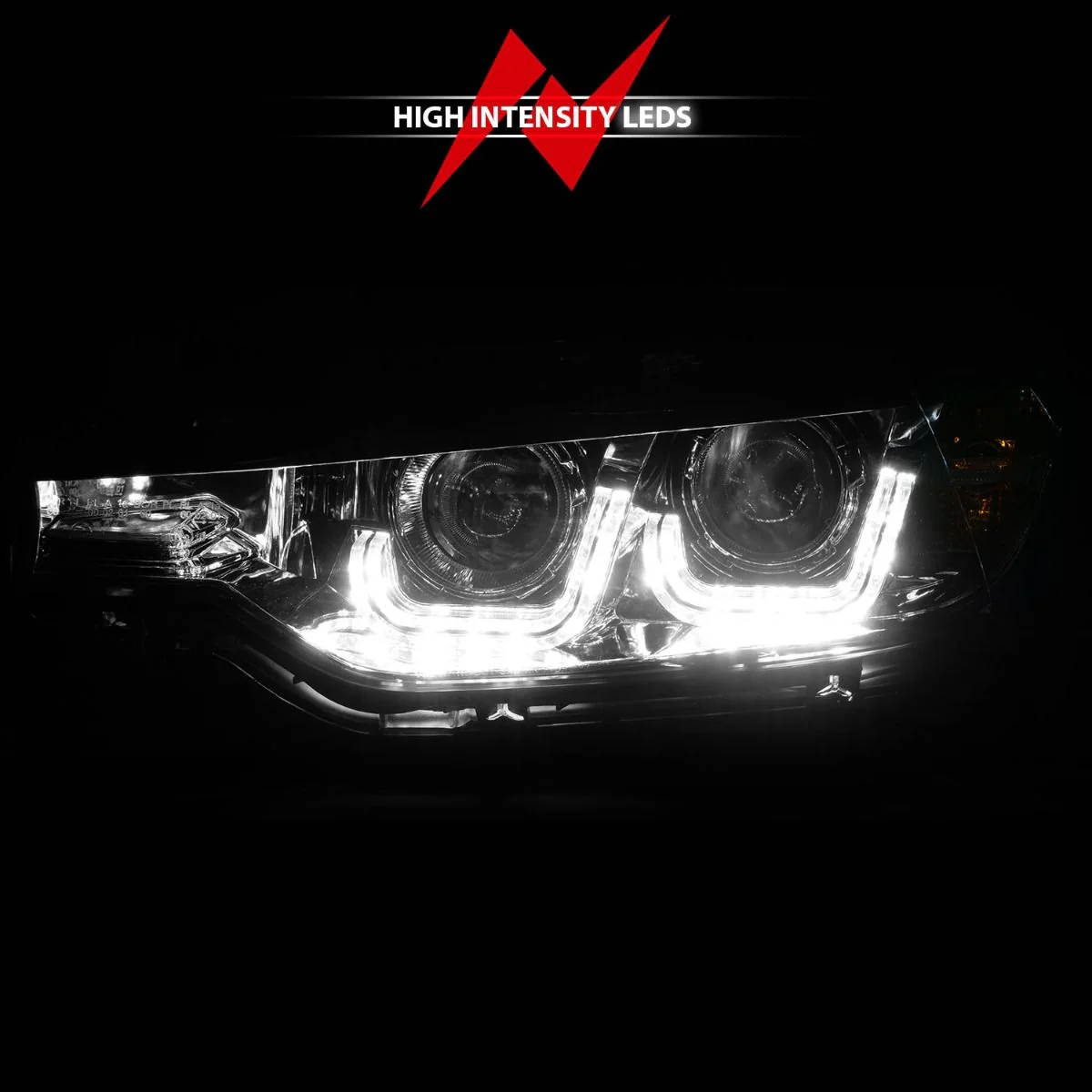 ANZO BMW F30 (2012-2015) 3-Series Projector Headlights w/ U-Bar Chrome - Image 6