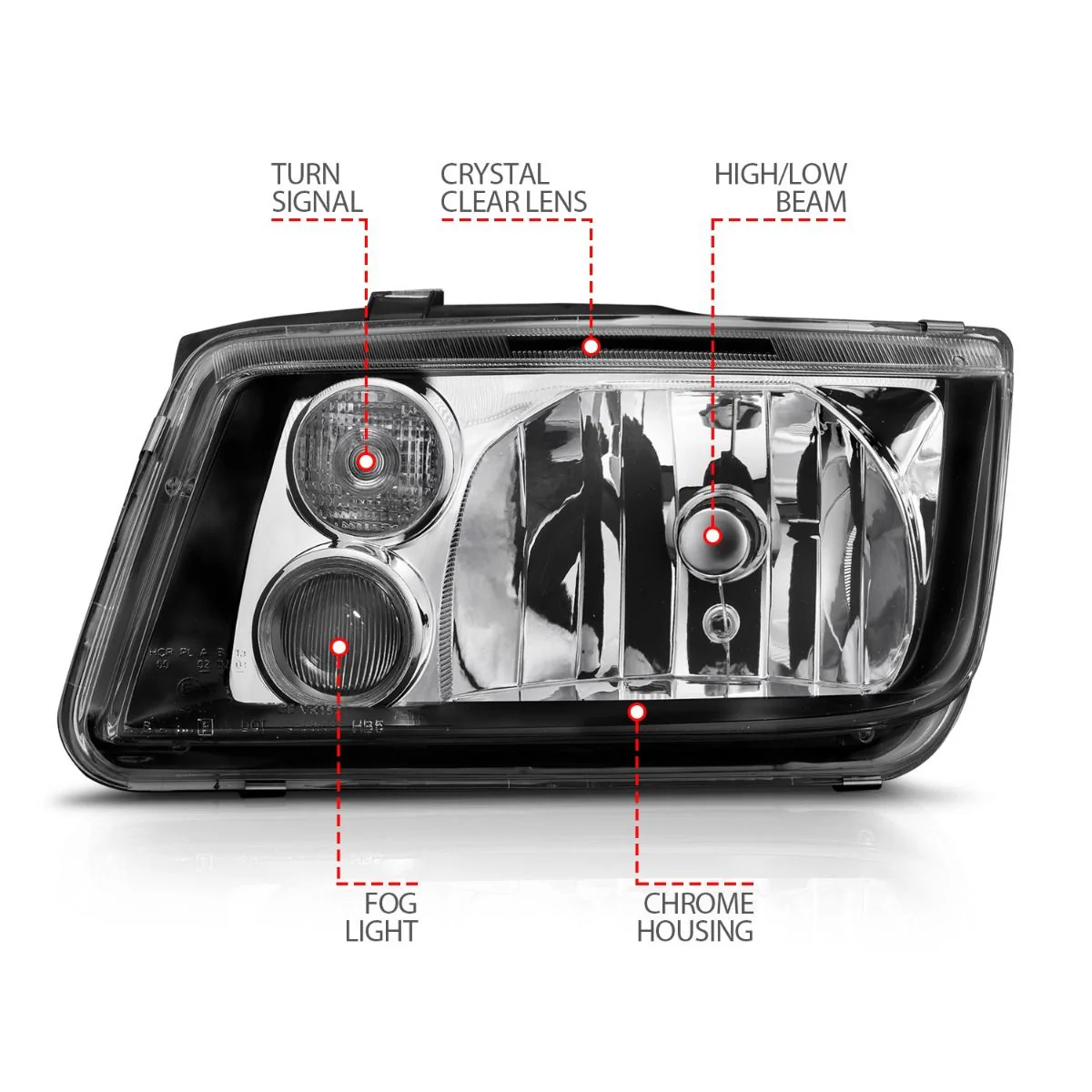 ANZO VW MK4 Jetta Crystal Headlights w/ Fog Lights - Image 3