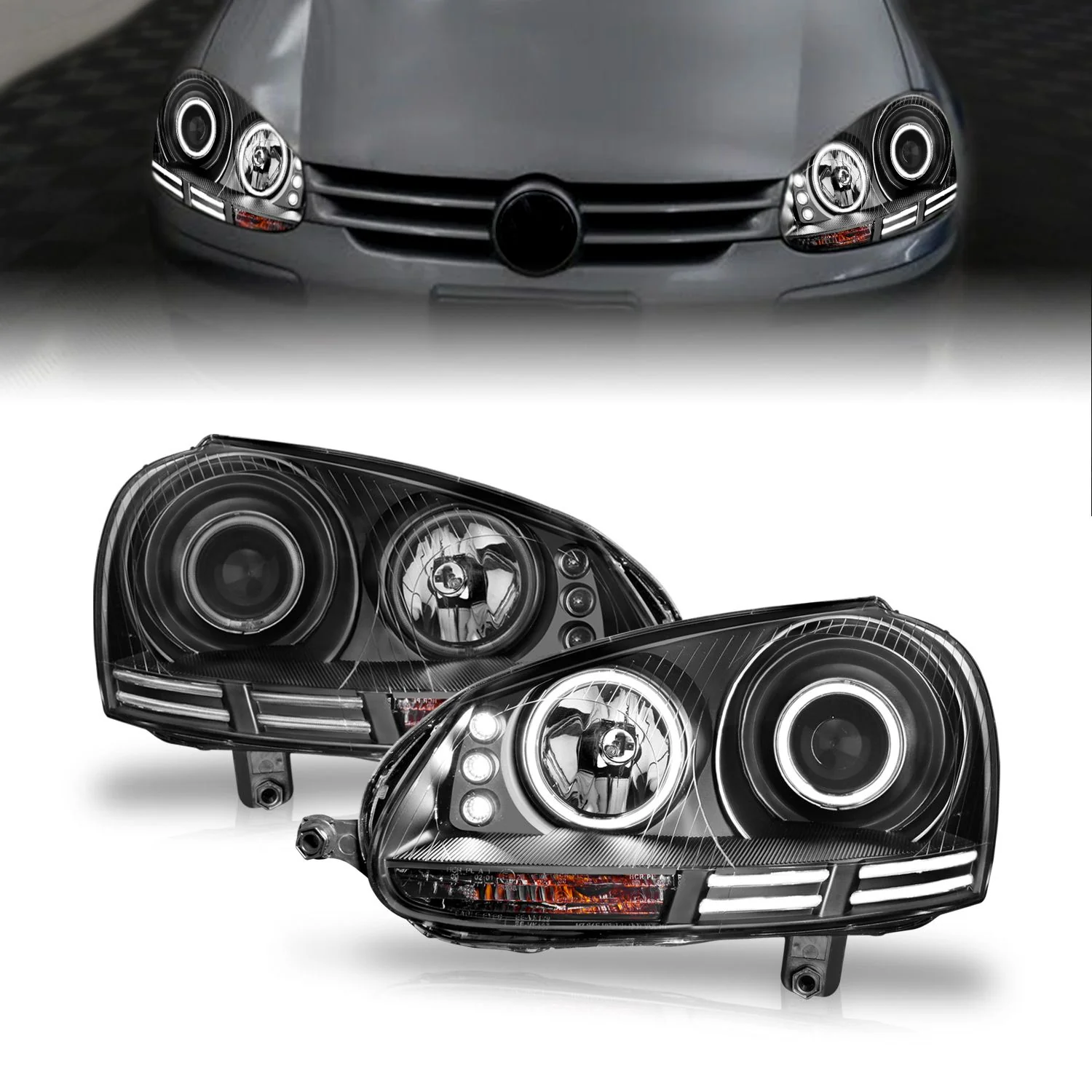 ANZO VW MK5 Jetta/GTI/Rabbit Projector Headlights w/ Halo - Image 2