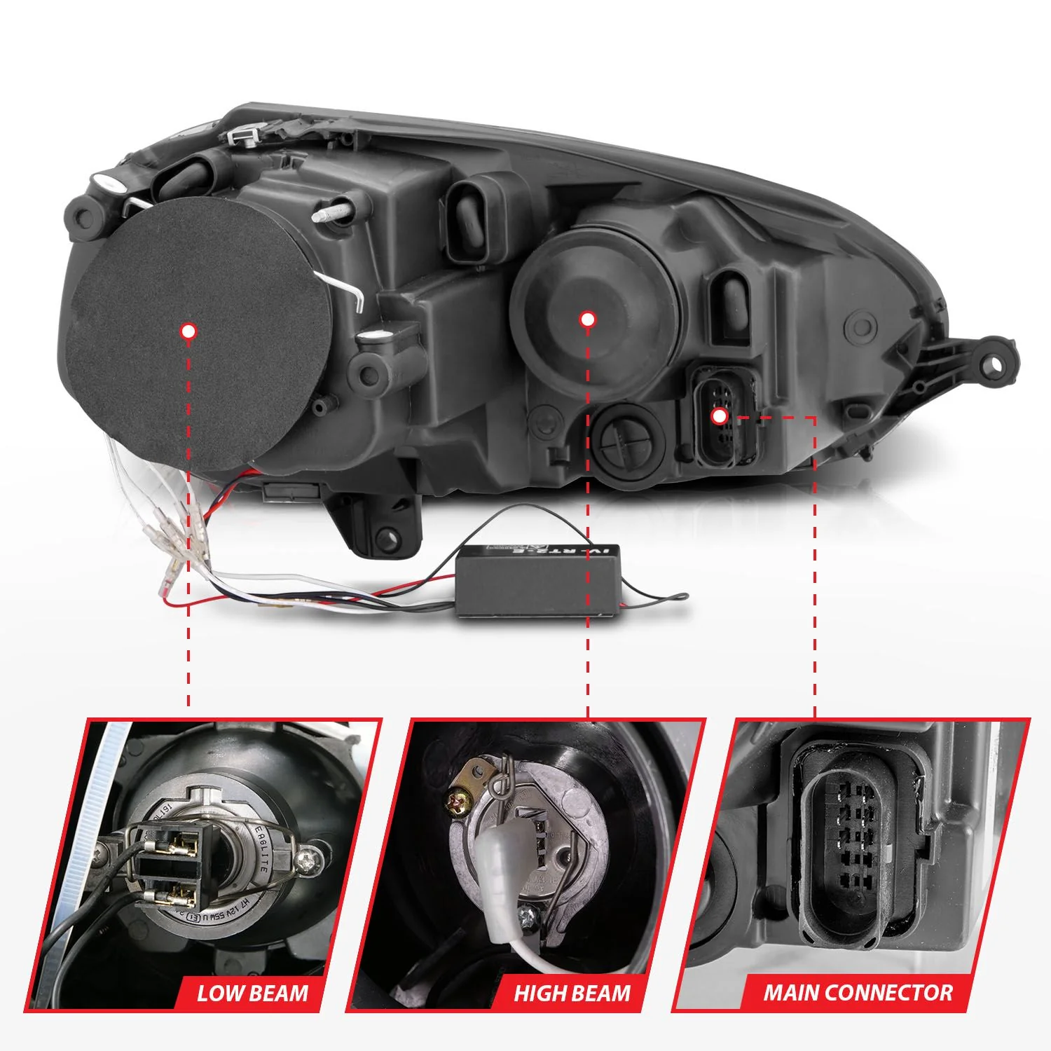 ANZO VW MK5 Jetta/GTI/Rabbit Projector Headlights w/ Halo - Image 5