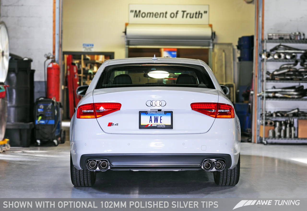 AWE Touring Edition Exhaust for Audi B8.5 S4 3.0T - Chrome Silver Tips (102mm) - Image 2