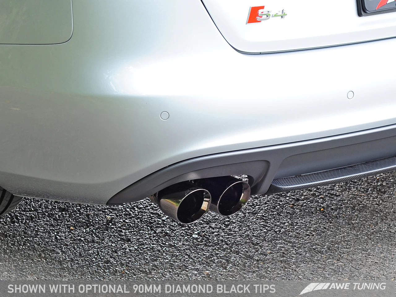 AWE Touring Edition Exhaust for Audi B8 S4 3.0T - Diamond Black Tips (90mm) - Image 2