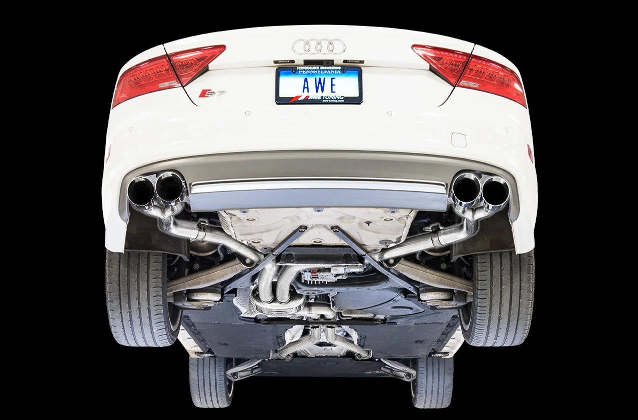 AWE Track Edition Exhaust for Audi C7 S7 4.0T - Chrome Silver Tips - Image 3