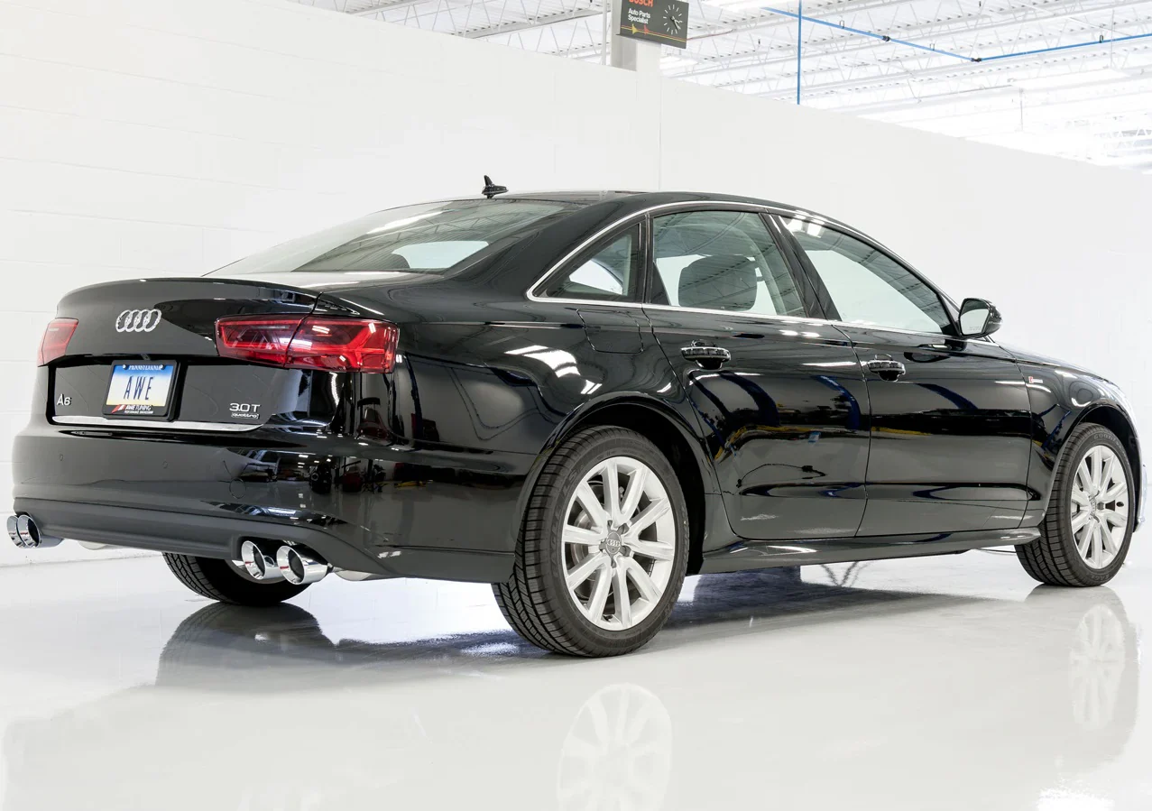 AWE Tuning Audi C7.5 A6 3.0T Touring Edition Exhaust - Quad Outlet Chrome Silver Tips - Image 5