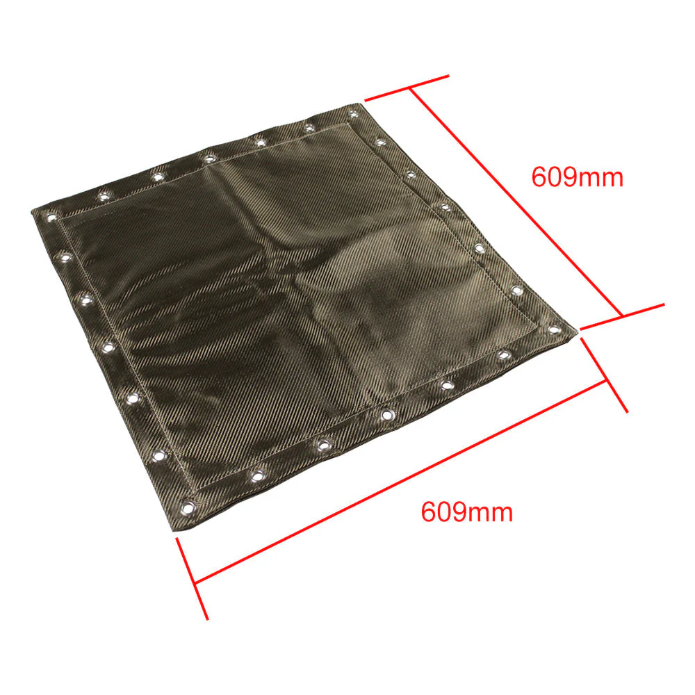 SPA TURBO Basalt Fiber Heat Protection Shield - Titanium Color - With eyelets for fixing - 23.85" x 23.85" - Image 2
