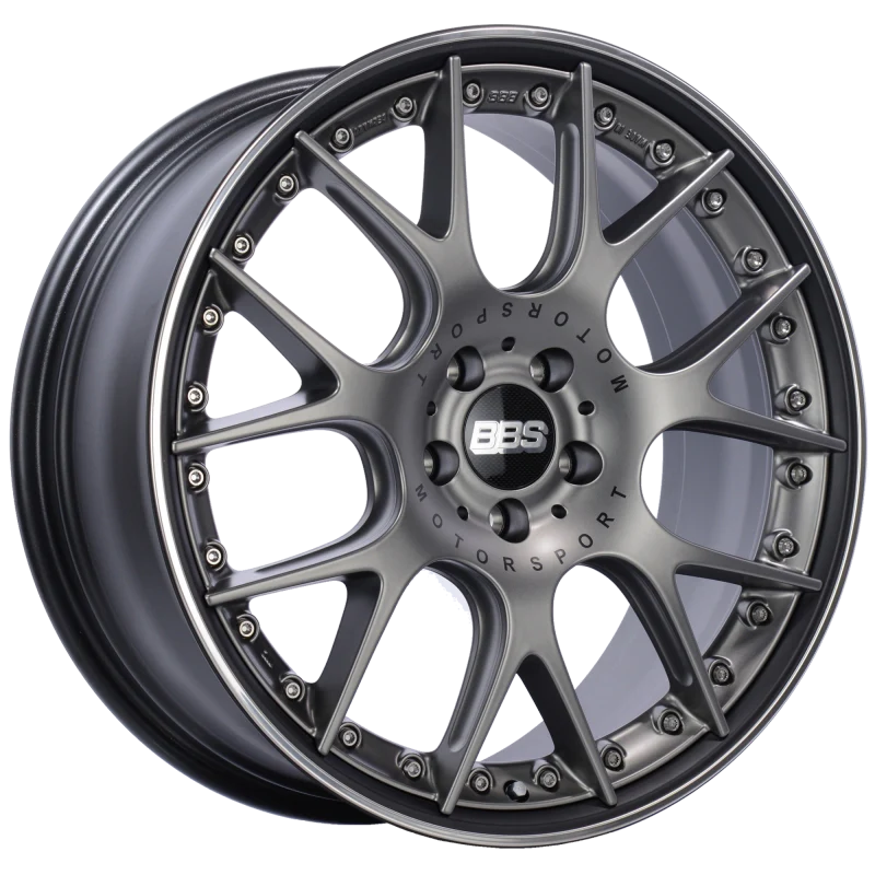 BBS CH-RII 20x8.5 5x112 ET42 Satin Platinum Center Black Lip SS Rim Prot Wheel -82mm PFS/Clip Req