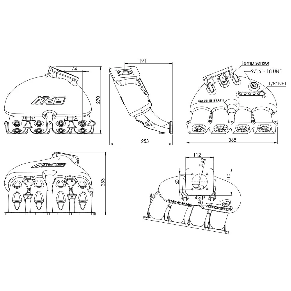 SPA TURBO Cast Aluminum Intake Manifold for longitudinal VW/AUDI 1.8T with 8 injectors Fuel Rail Kit (without throttle bolt holes) - PRE SALE - Image 8