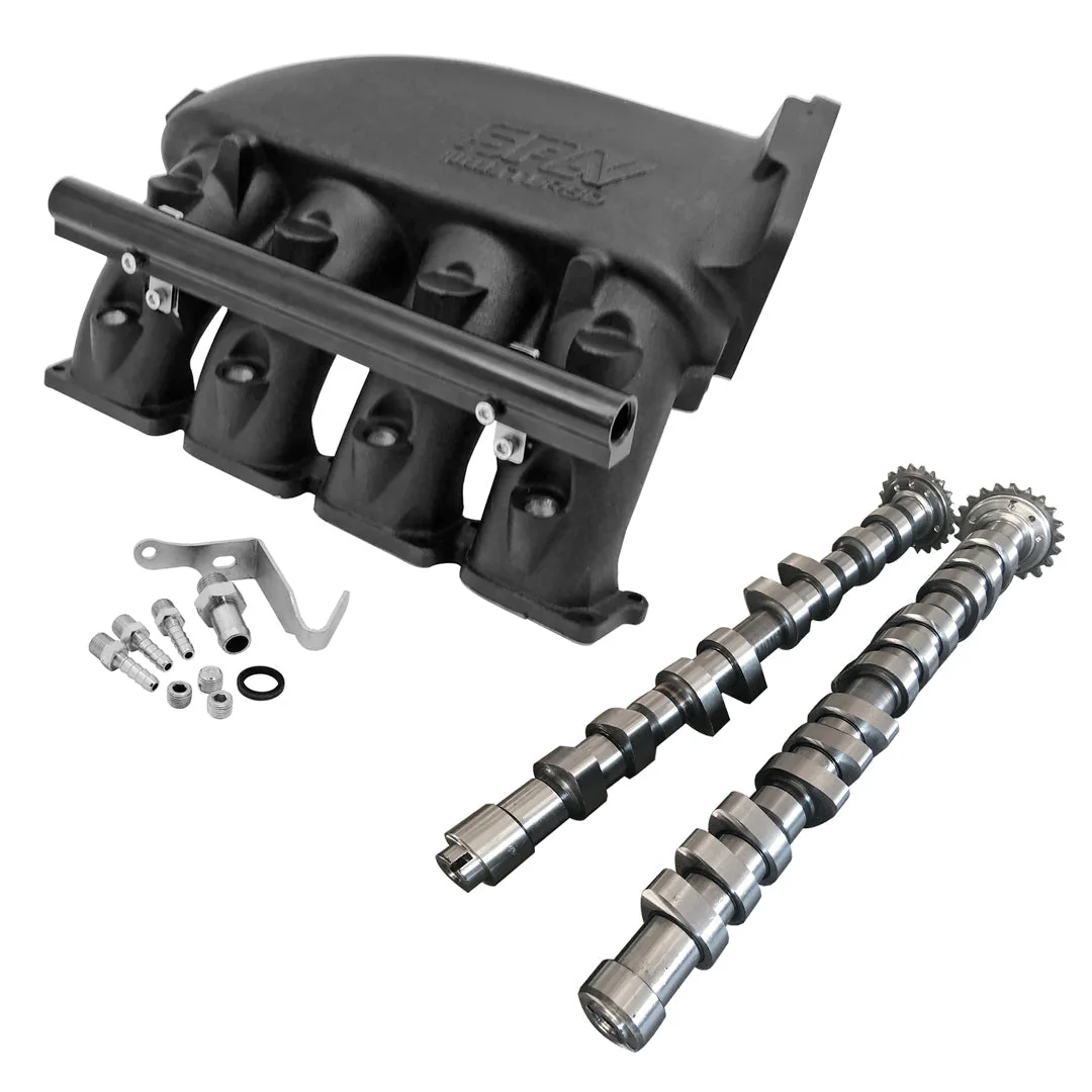 SPA TURBO CAST ALUMINUM INTAKE MANIFOLD FOR TRANSVERSE VW/AUDI 1.8T WITH 4 INJECTORS FUEL RAIL KIT (RIGHT SIDE OEM THROTTLE) - BLACK + 252 / 260 HIGH PERFORMANCE CAMSHAFT SET FOR VW/AUDI 1.8L 20V - Image 14