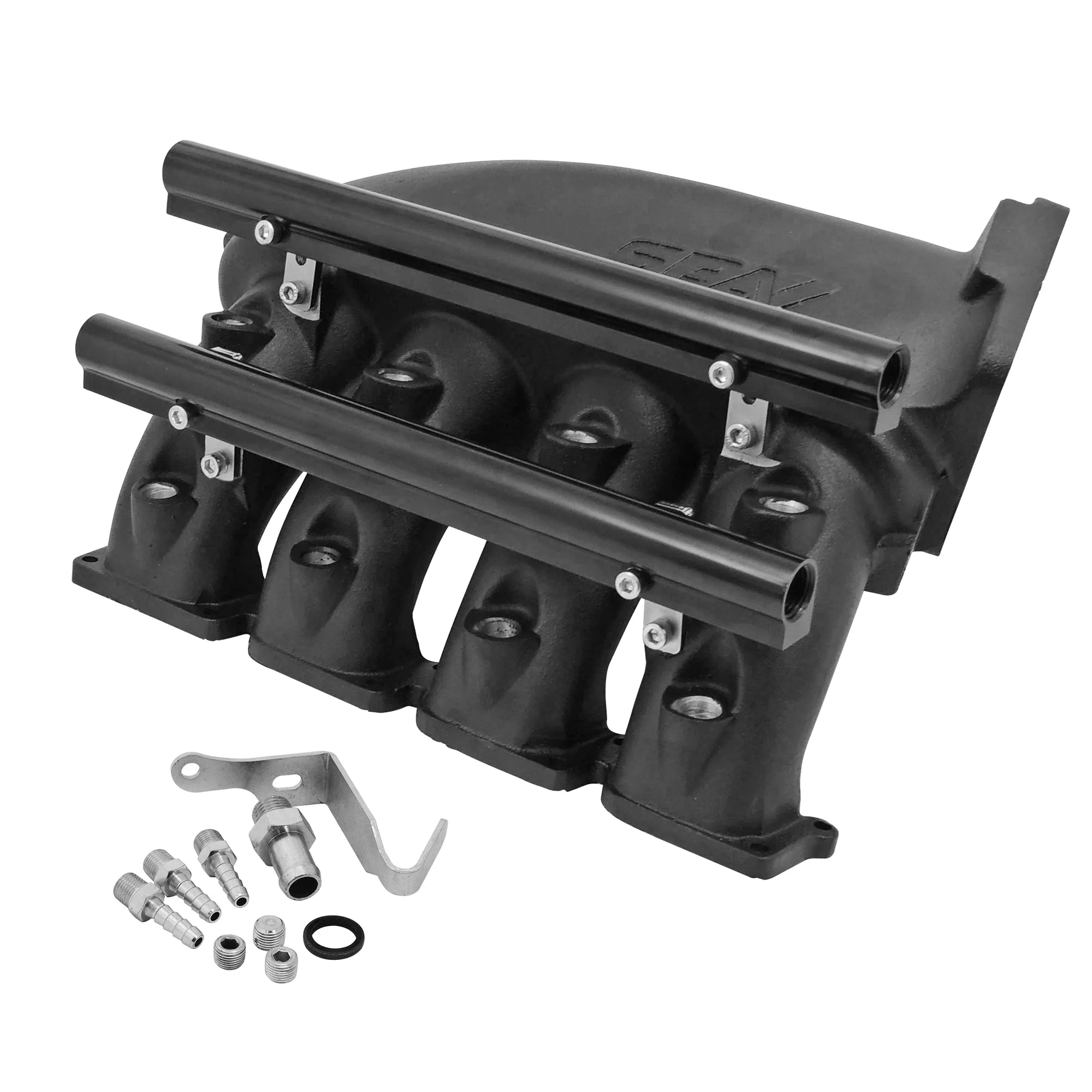 SPA TURBO Cast Aluminum Intake Manifold for transverse VW/AUDI 1.8T with 8 injectors Fuel Rail Kit (right side OEM throttle) - Black