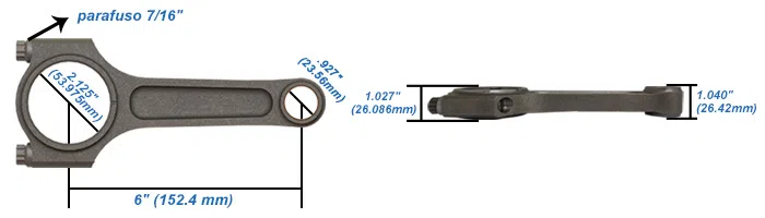SPA TURBO Chevy II 2.5L / 4 CYLINDERS 6" x .927 / 152.4mm x 23.56mm high performance basic connecting rod set - Image 4