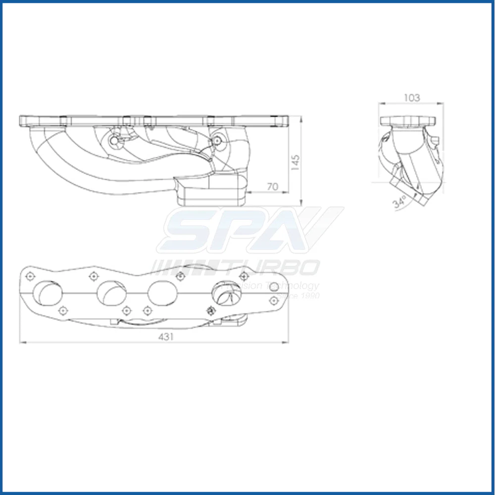 SPA TURBO Chevy Tracker / Suzuki 2.0L J20A T3 Turbo Exhaust Manifold - Image 5