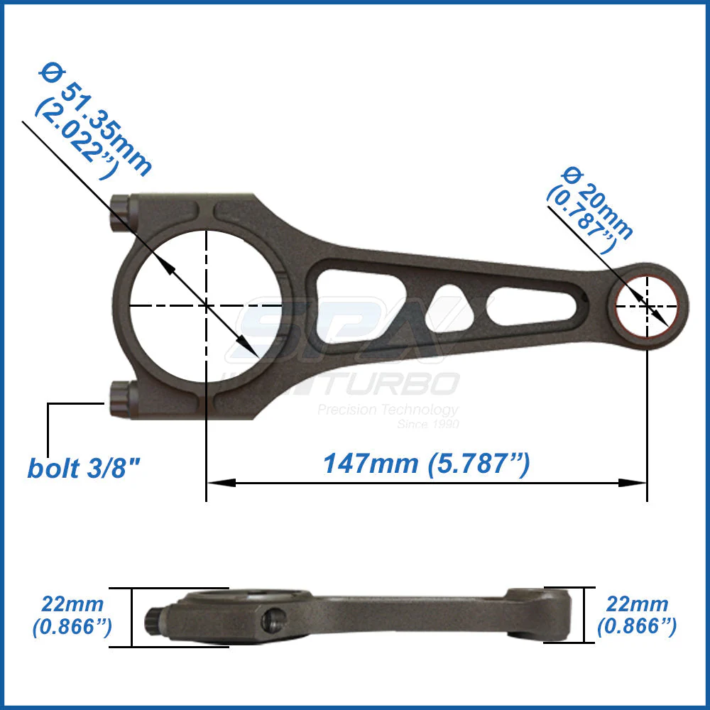 SPA TURBO Fiat Coupe 20v 5.787" 147mm x 20mm super light con rod set - Image 6