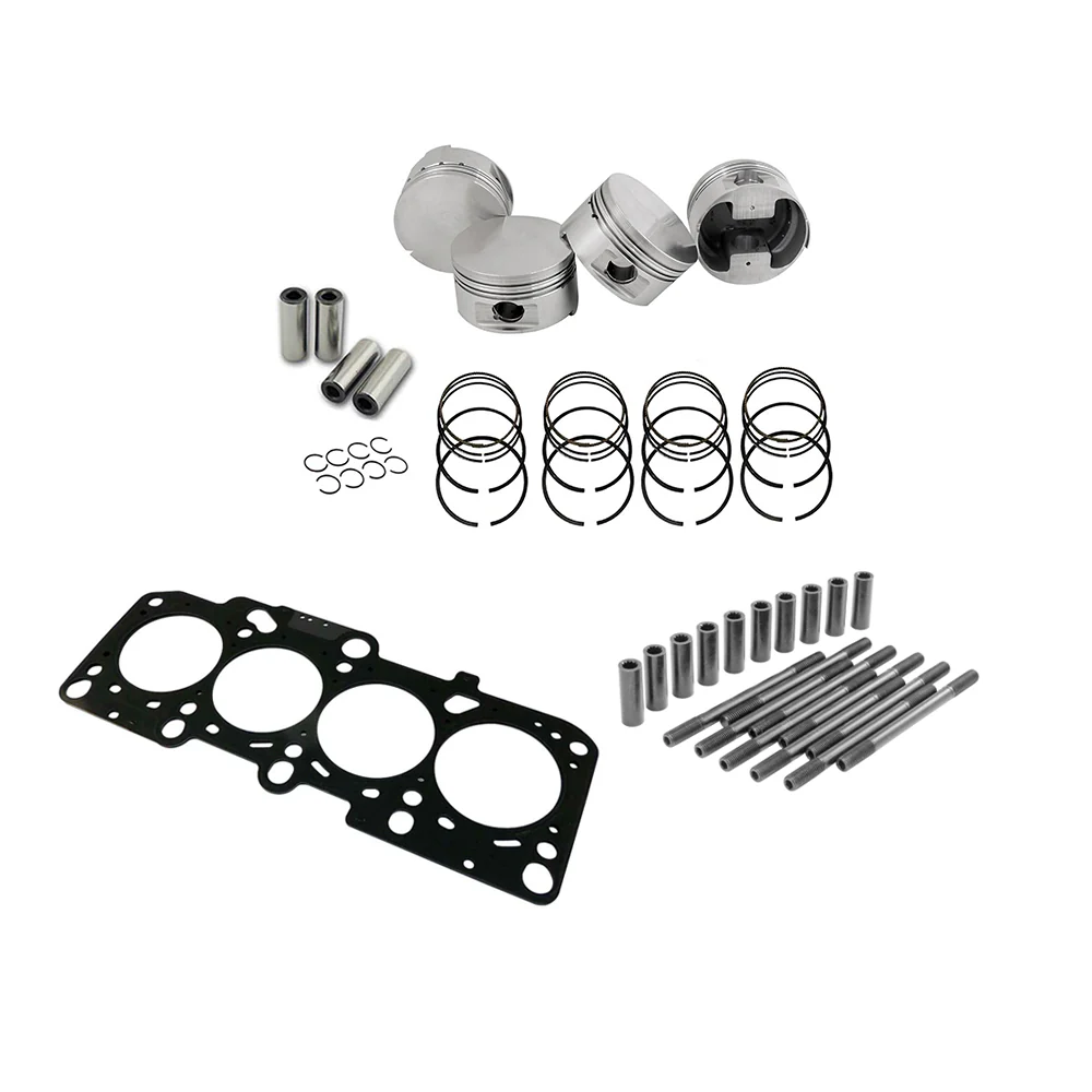 SPA TURBO Forged flat top piston and rings set 83.5mm VW 2.0L 8V + High compression Head Gasket Spacer - 0.9mm + Head stud set