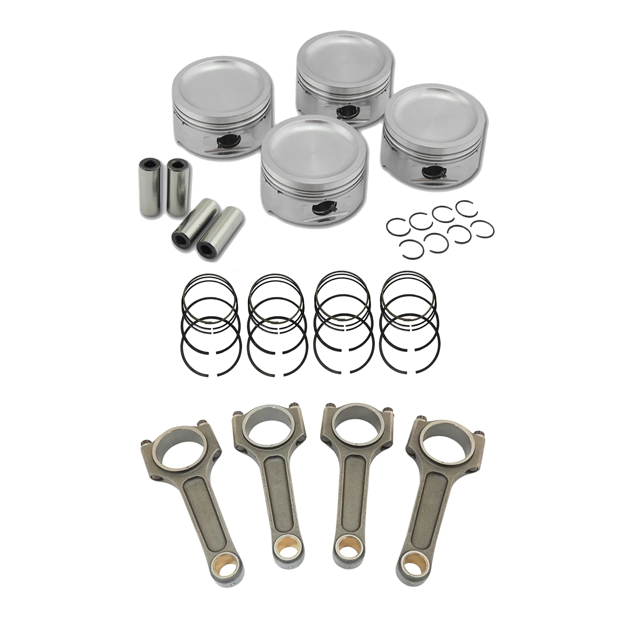 Forged piston and rings set 82.5mm VW 1.8L 8V + VW 144MM X 20MM HIGH PERFORMANCE CONNECTING ROD SET 7/16" BOLT (1100HP)