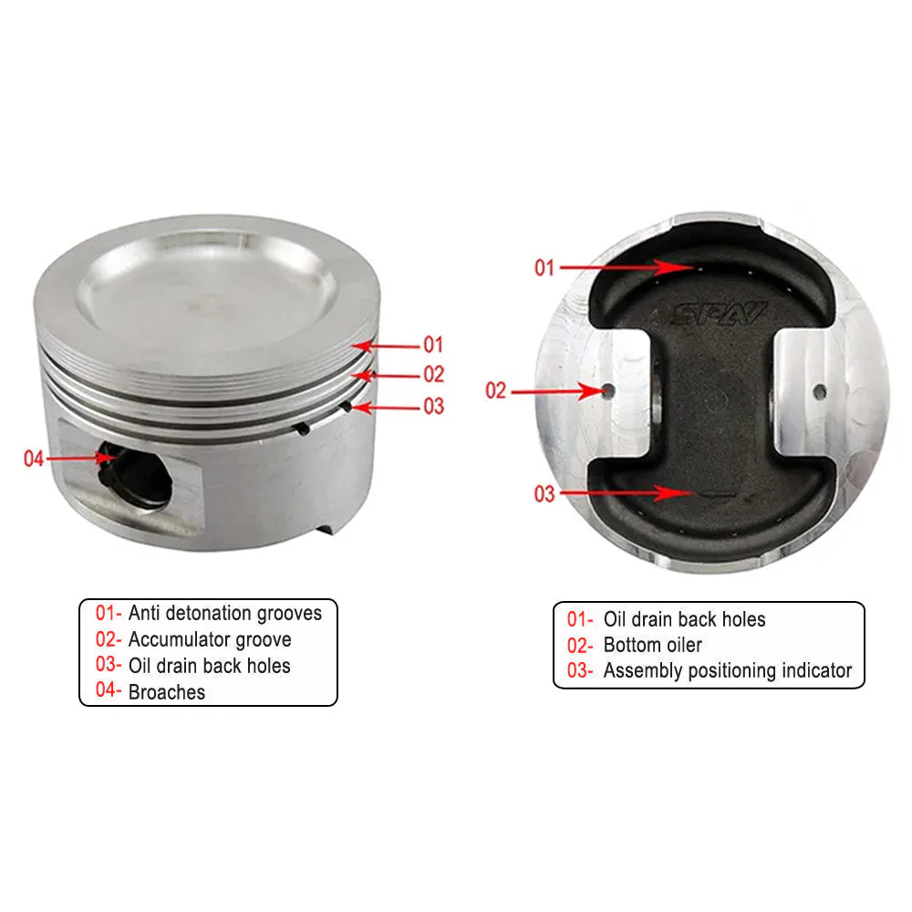Forged piston and rings set 83.5mm VW 9A 2.0L 16V + VW 144mm x 20mm High Performance Connecting Rod Set 7/16" bolt (1100hp) - Image 5