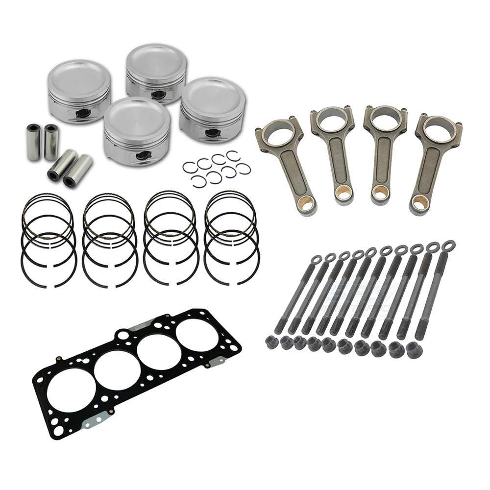 Forged piston and rings set 83.5mm VW ABA 2.0L 8V + VW 144mm x 20mm High Performance Connecting Rod Set 7/16" bolt (1100hp) +decompression Head Gasket Spacer - 1.5mm + Head stud set