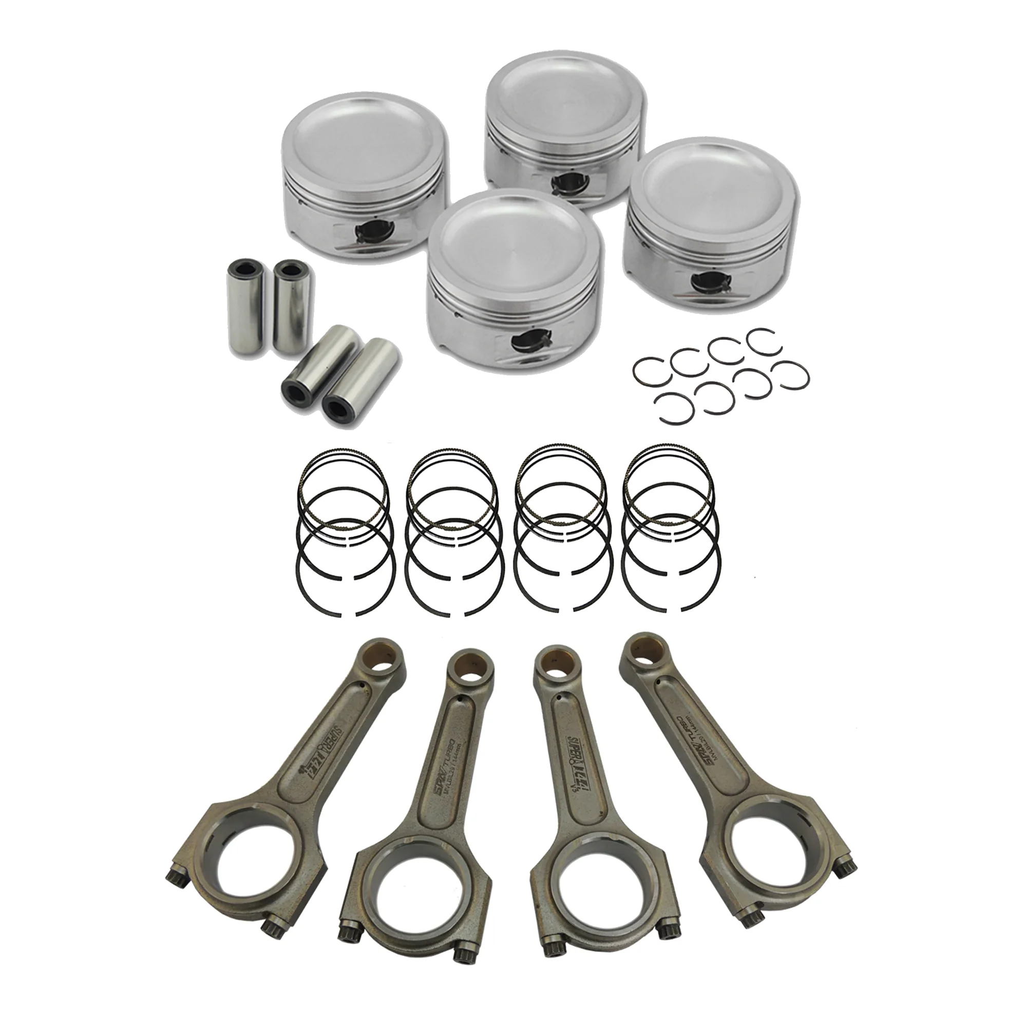 SPA TURBO Forged piston and rings set 83mm VW 1.8L 8V + VW 144MM X 20MM SUPER A CONNECTING ROD SET 3/8" BOLT (1000HP)
