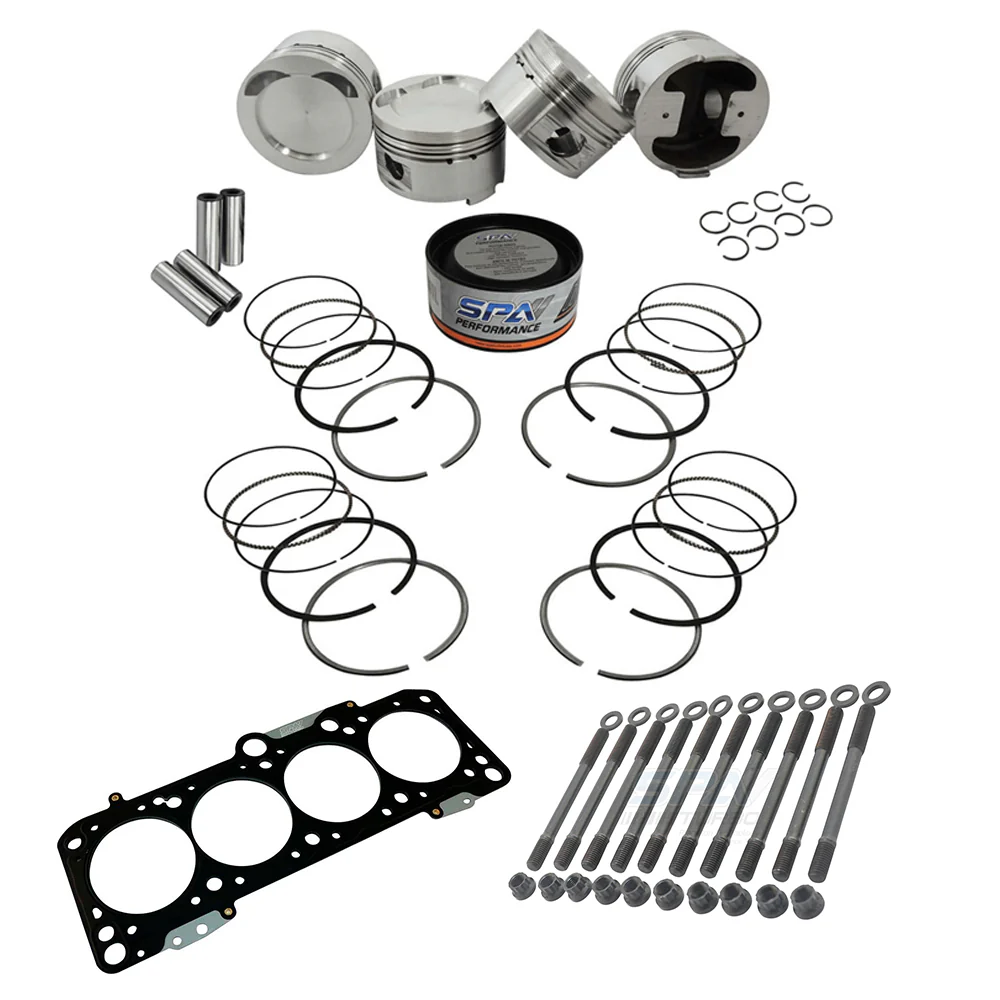 SPA TURBO Forged piston and rings set 83mm VW 2.0L 16V ABF + Decompression Head Gasket Spacer - 1.5mm + 136mm head stud set