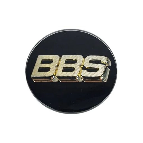 Genuine BBS RC / RSII 3D-Text Logo Cap Set (Black/Gold)