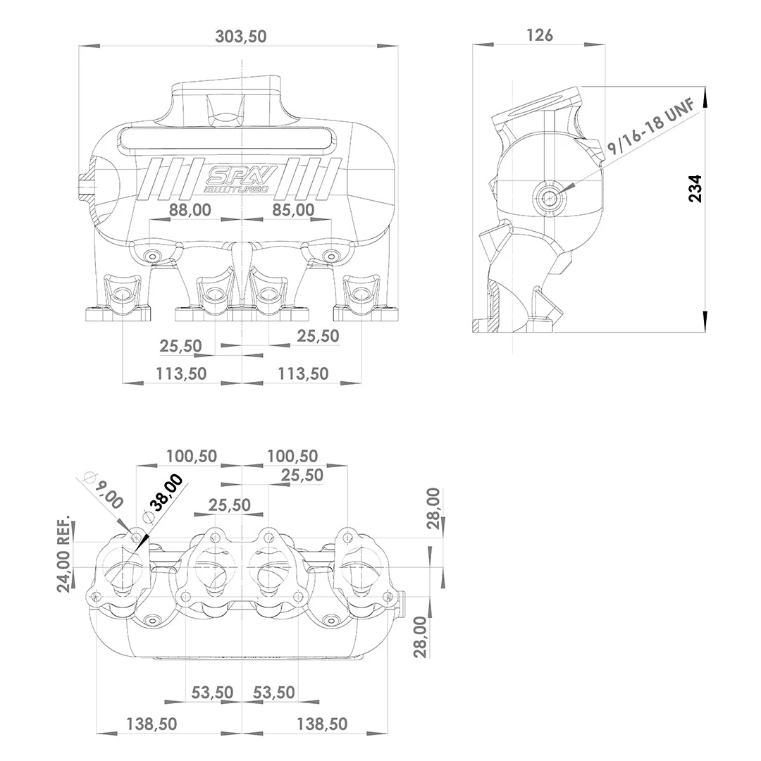 SPA TURBO INTAKE MANIFOLD VW 8V CROSS FLOW LONGITUDINAL - 8 INJECTORS - WITHOUT BOLT HOLES - Image 9