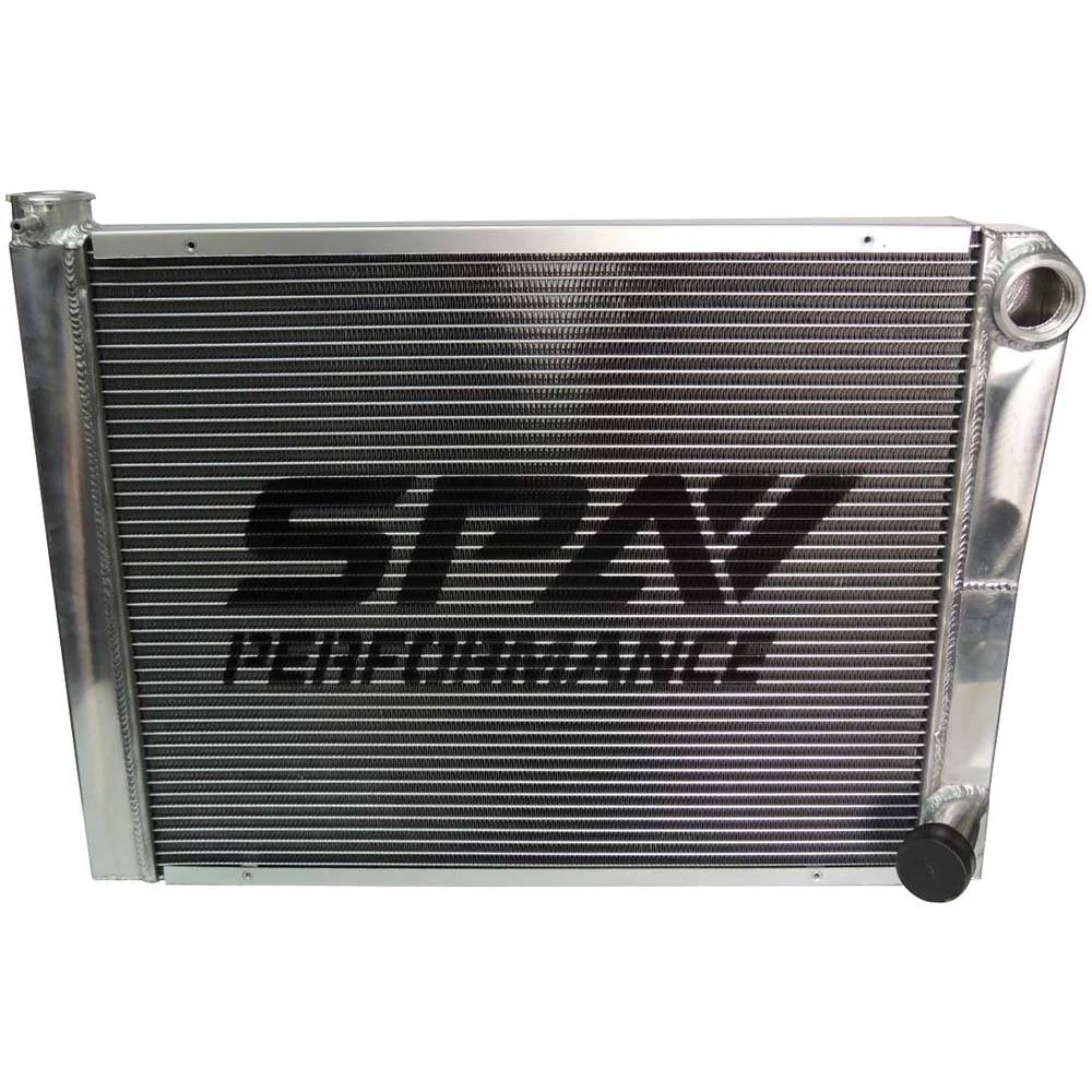 SPA TURBO Lightweight Late Model Radiator - Double Pass - 26.8" x 19.6" + Power Steering Tank Firewall Mount (Right Inlet) - Black Cap - Image 10