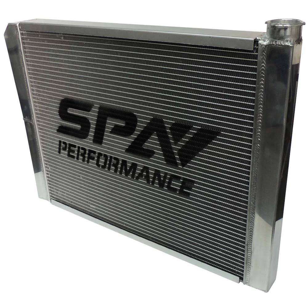 SPA TURBO Lightweight Late Model Radiator - Double Pass - 26.8" x 19.6" + Power Steering Tank Firewall Mount (Right Inlet) - Black Cap - Image 8