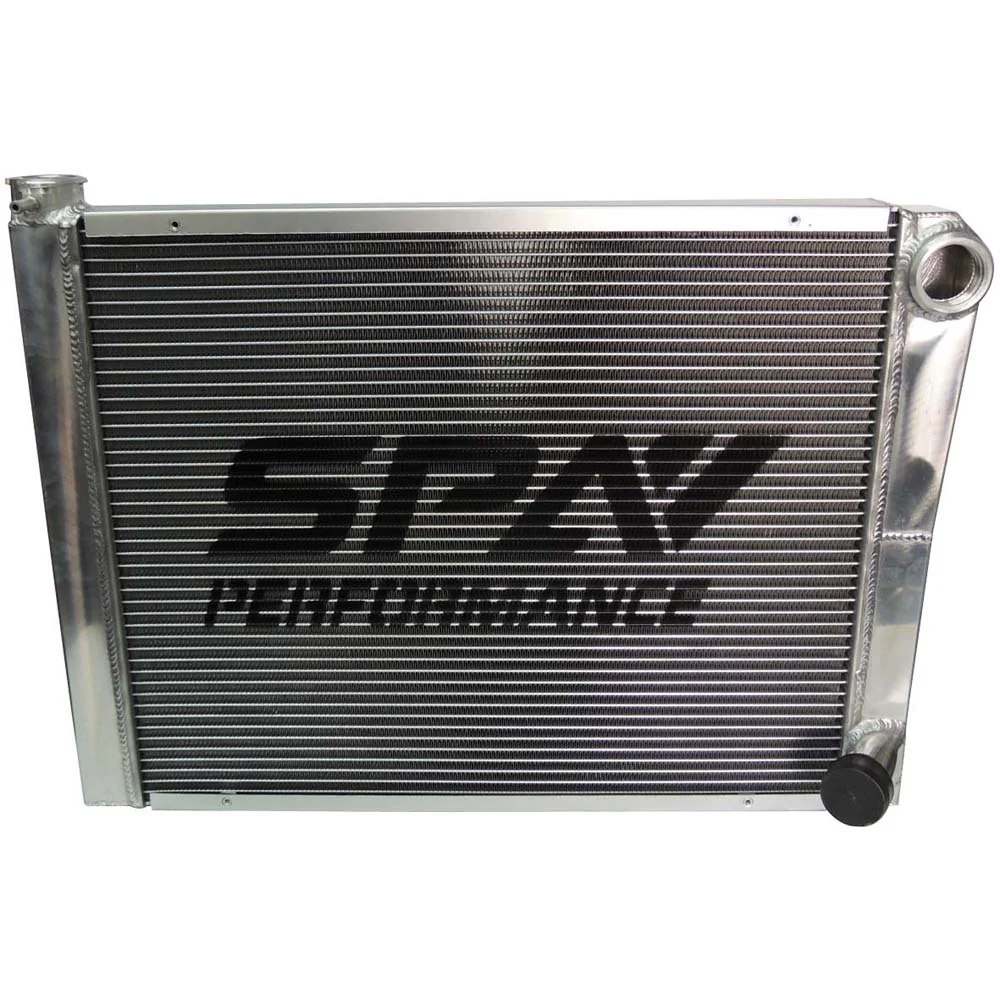 SPA TURBO Lightweight Late Model Radiator - Double Pass - 26.8" x 19.6" + Power Steering Tank Firewall Mount (Right Inlet) - Blue Cap - Image 12