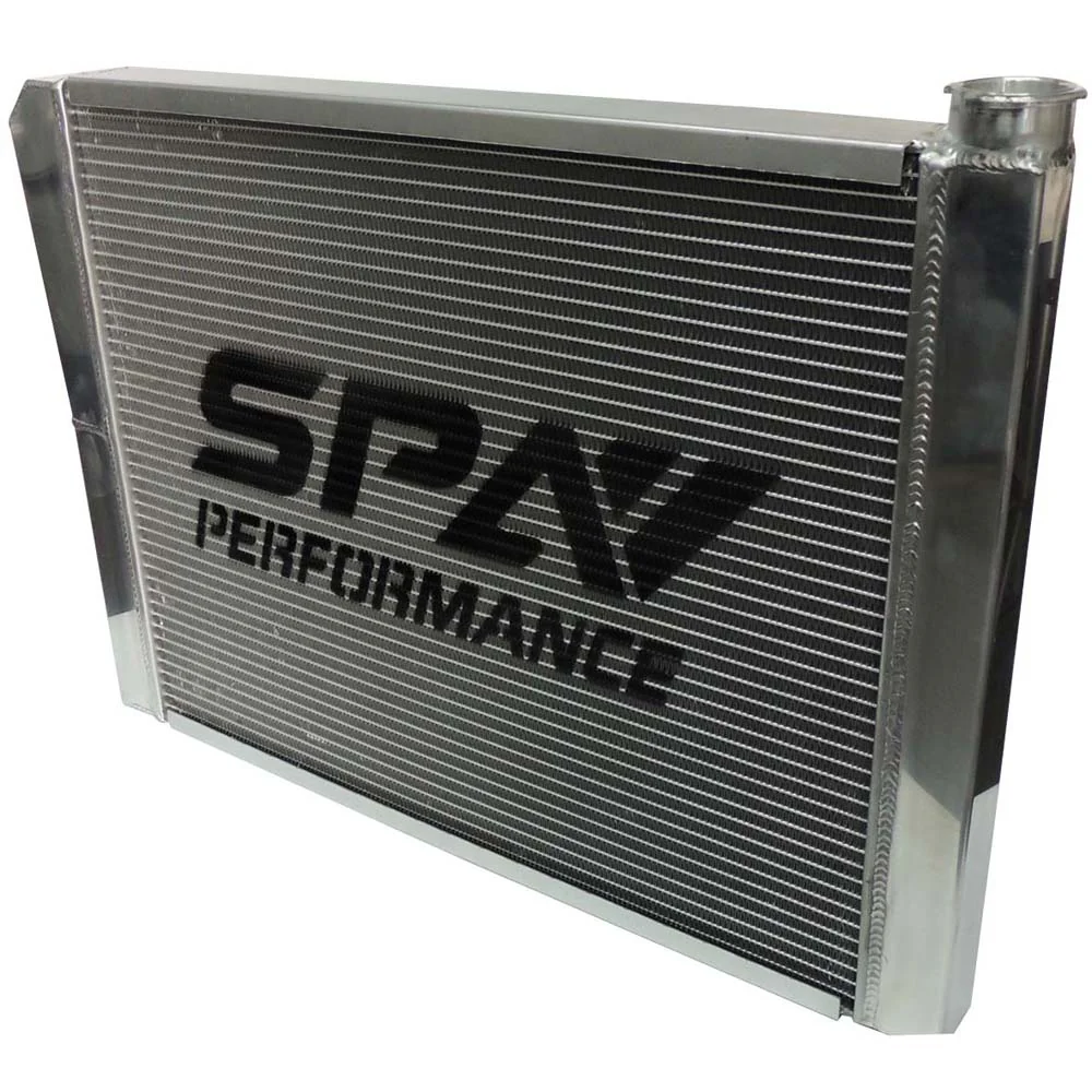 SPA TURBO Lightweight Late Model Radiator - Double Pass - 26.8" x 19.6" + Power Steering Tank Firewall Mount (Right Inlet) - Blue Cap - Image 8