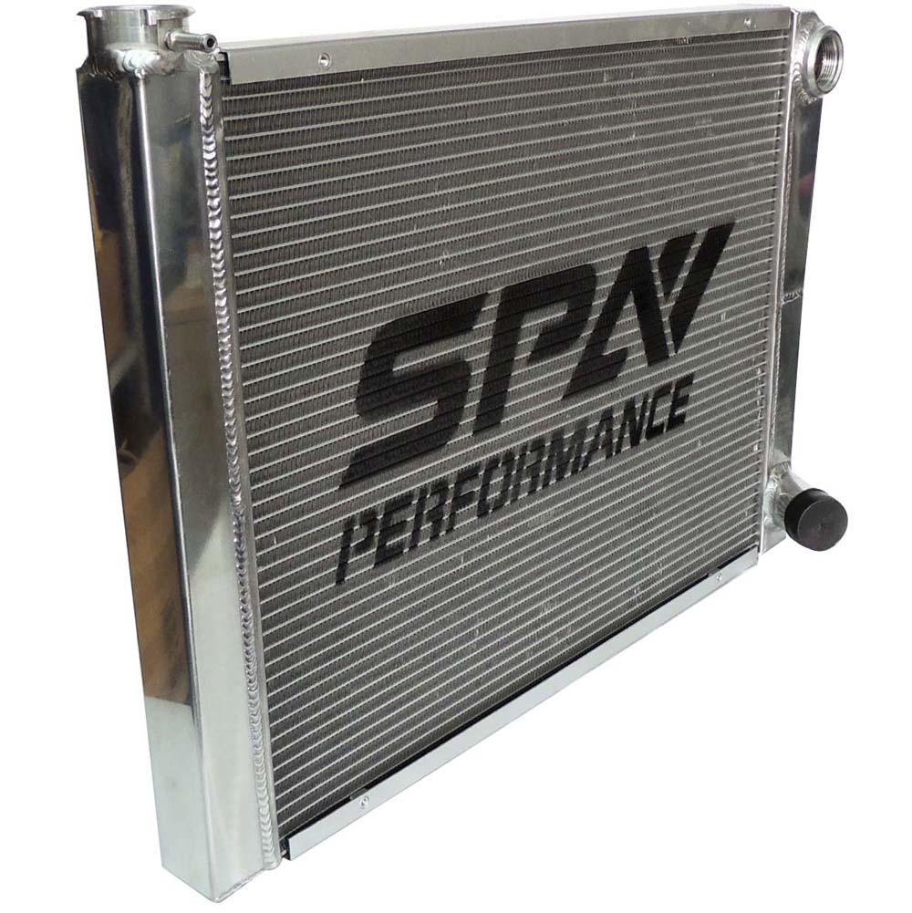 SPA TURBO Lightweight Late Model Radiator - Double Pass - 26.8" x 19.6" + Power Steering Tank Firewall Mount (Right Inlet) - Red Cap - Image 16