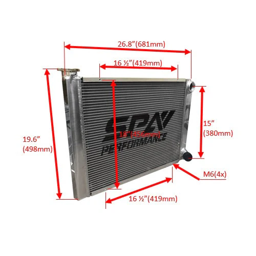 SPA TURBO Lightweight Late Model Radiator - Double Pass - 26.8" x 19.6" + Remote Fill Tank - Red Cap - Image 18
