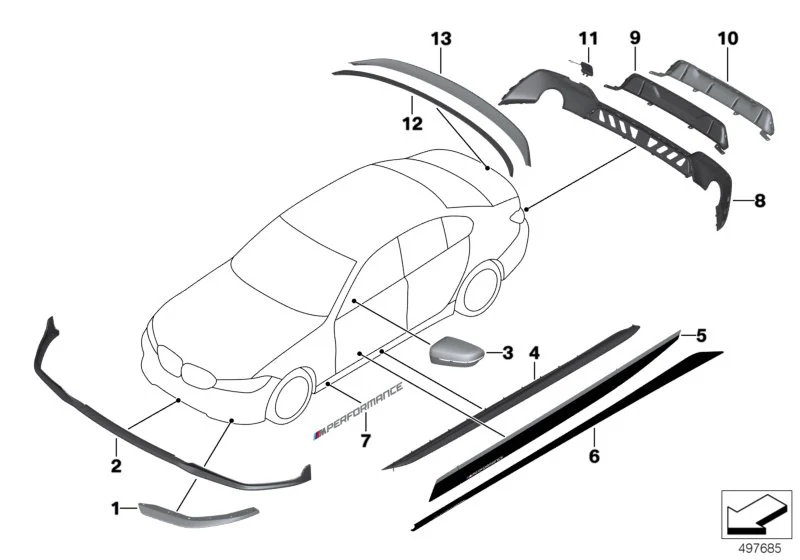 M Performance Rear Bumper Trim Black High-Gloss - G20 330i/M340i - Image 2