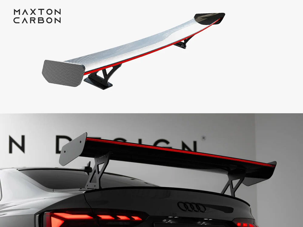 Maxton Design Carbon Spoiler w/ External Brackets Uprights V1 + LED - Audi B9 A5 / S5 / RS5 Coupe
