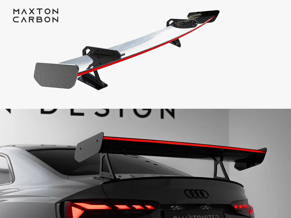 Maxton Design Carbon Spoiler w/ Upper Swan Mounting + LED - Audi B9 A5 / S5 / RS5 Coupe