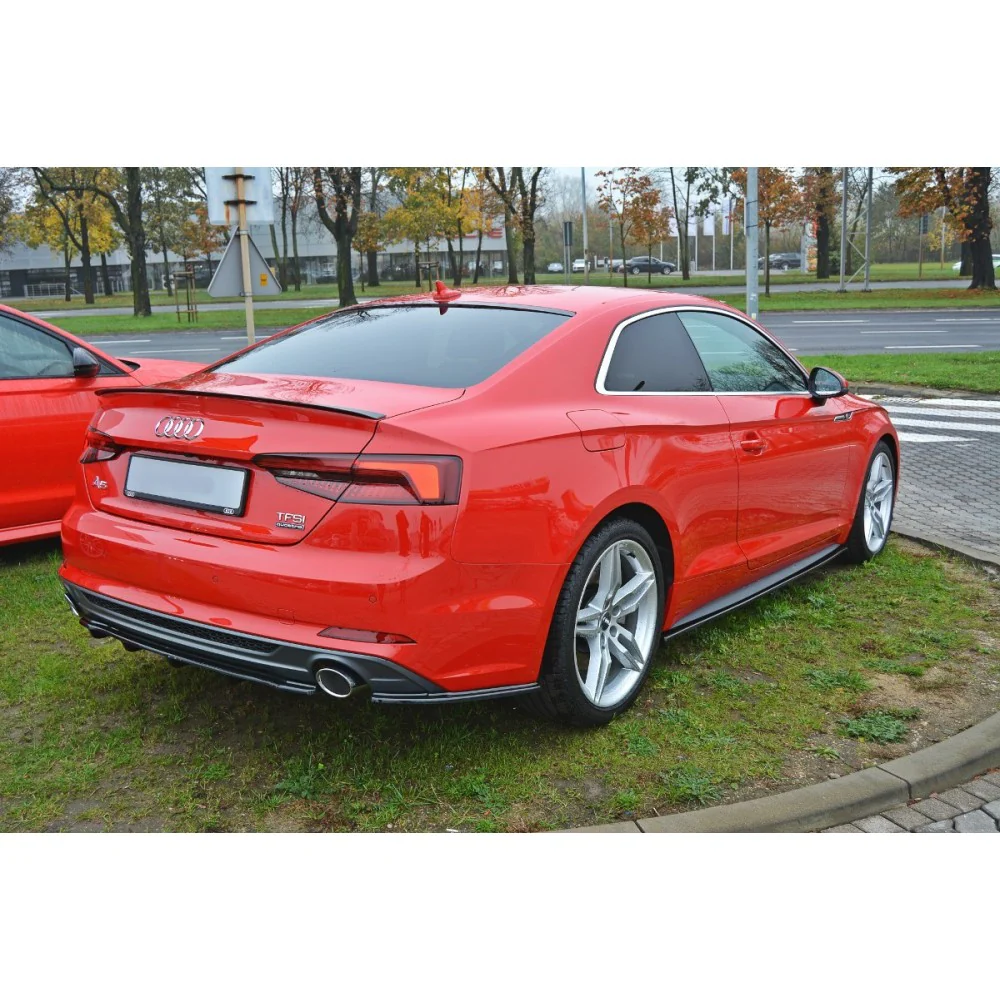Maxton Design Central Rear Splitter AUDI A5 F5 S-LINE (WITH A VERTICAL BARS) (2017 - UP) - Textured - Image 2