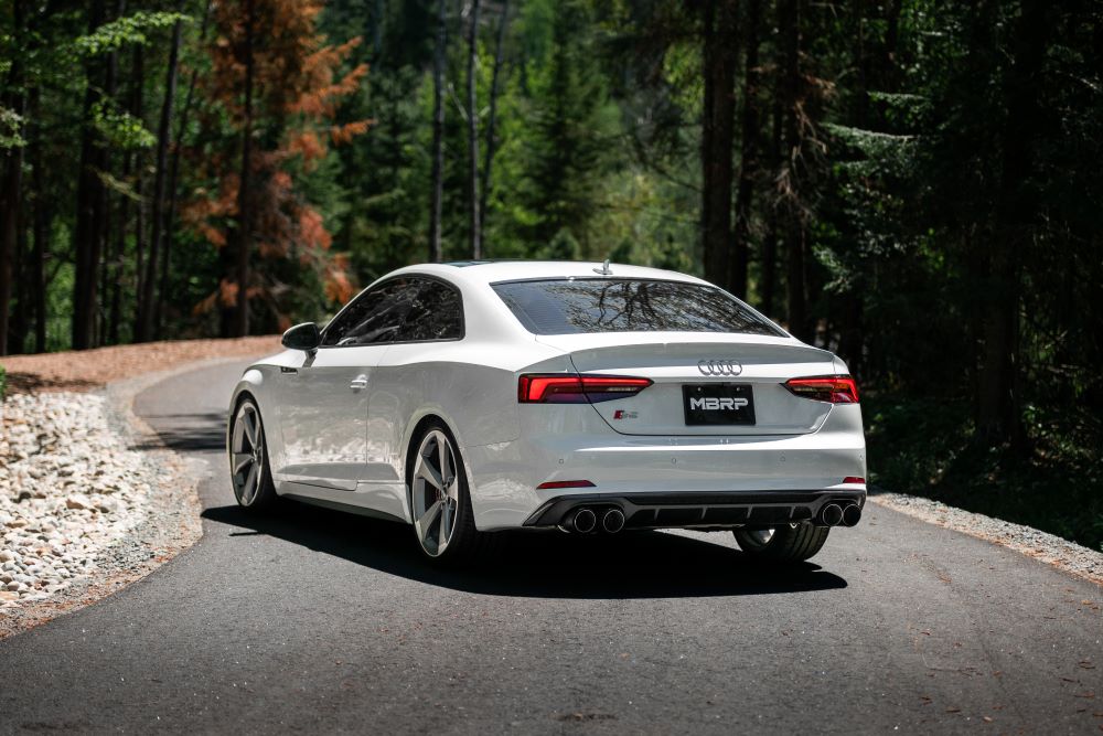 MBRP Armor Pro Series 2.5" Resonator Back, Dual Rear with Carbon Fiber Quad Tips - 2018-2023 Audi S5 Coupe / S4 Sedan (3.0L) - Image 9