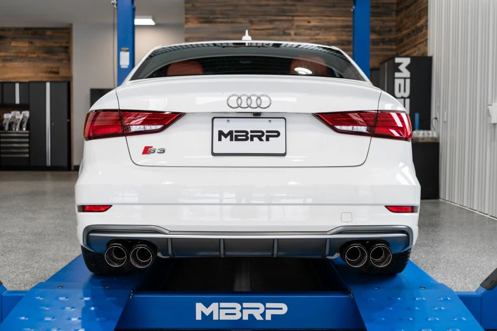 MBRP Armor Pro Series 3" Cat Back Exhaust, Quad Split Rear Exit w/ Carbon Fiber Tips (Active Exhaust) - Audi 8V S3 - Image 14