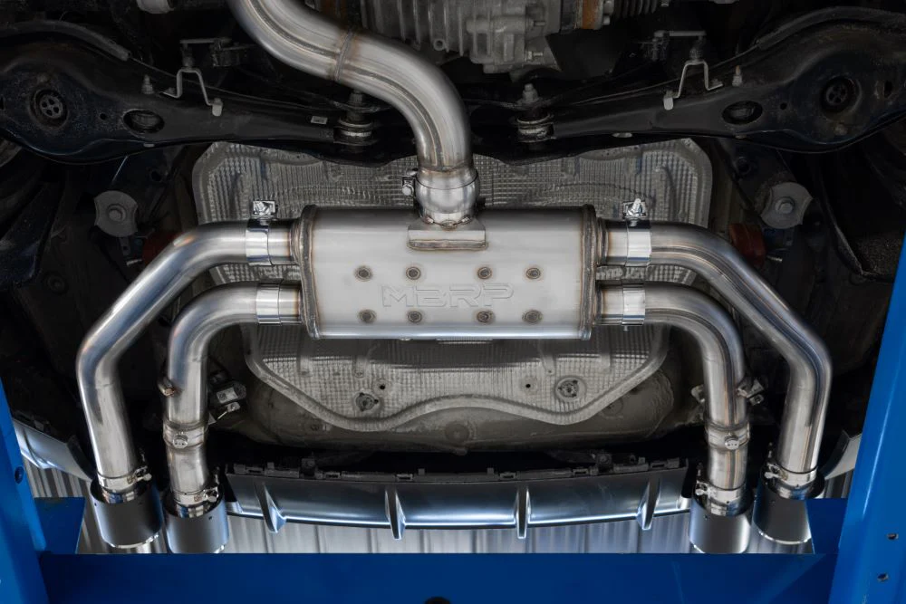 MBRP Armor Pro Series 3" Cat Back Exhaust, Quad Split Rear Exit w/ Carbon Fiber Tips (Active Exhaust) - Audi 8V S3 - Image 17