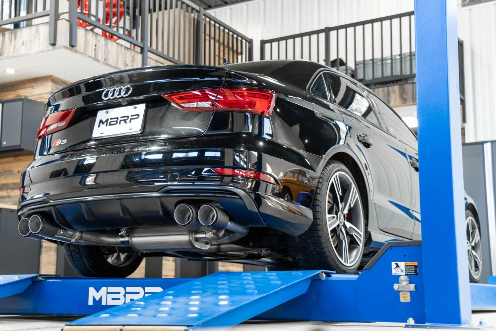 MBRP Armor Pro Series 3" Cat Back Exhaust, Quad Split Rear Exit w/ Carbon Fiber Tips (Active Exhaust) - Audi 8V S3 - Image 18