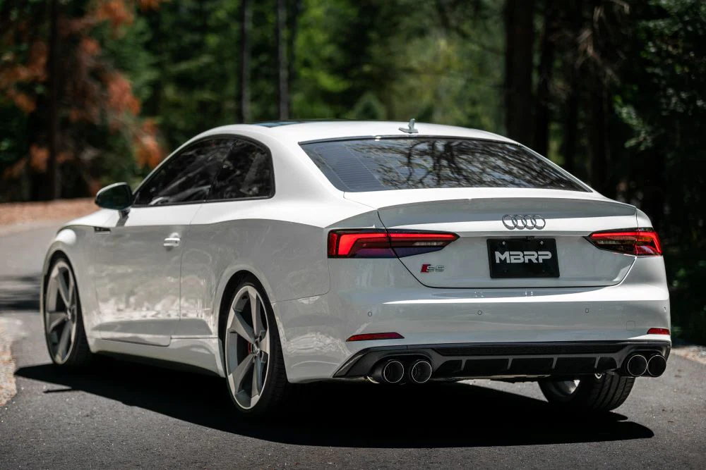 MBRP Armor Pro Series 2.5" Resonator Back, Dual Rear, Stainless Steel Quad Tips - 2018-2023 Audi S5 Coupe / S4 Sedan (3.0L)