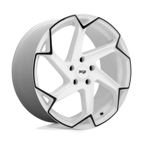 Niche M257 FLASH 20X10.5 5X112 ET27 GLOSS WHITE W/ BLACK