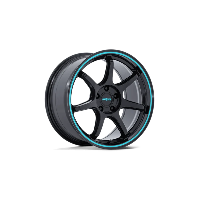 Rotiform BPU 19X9.5 5X120 ET22 GLOSS BLACK W/ TEAL STRIPE - Image 2
