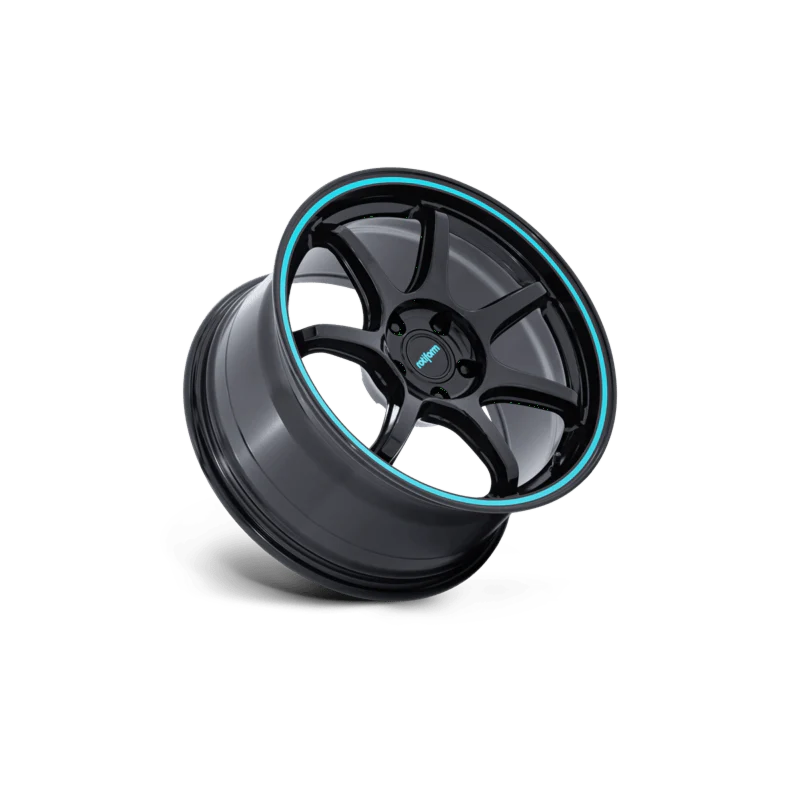 Rotiform BPU 19X9.5 5X120 ET22 GLOSS BLACK W/ TEAL STRIPE - Image 3