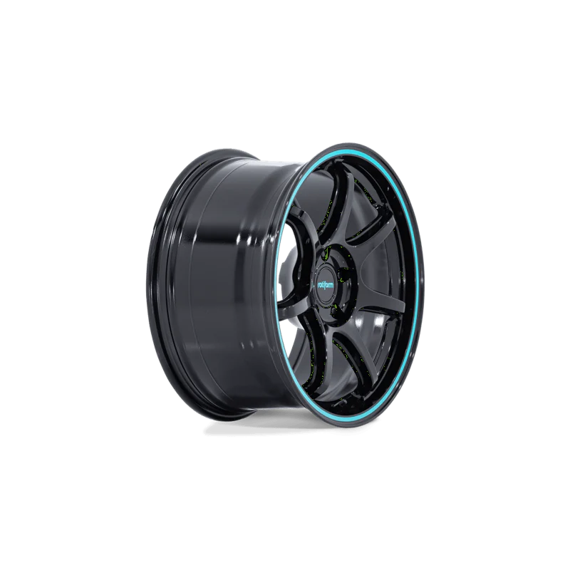 Rotiform BPU 19X9.5 5X120 ET22 GLOSS BLACK W/ TEAL STRIPE - Image 4