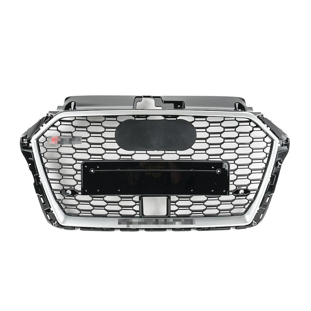 RS Style Grille for Audi 8V FACELIFT A3/S3 - Black With Silver Surround (without Active Cruise) - Black Quattro - CLEARANCE