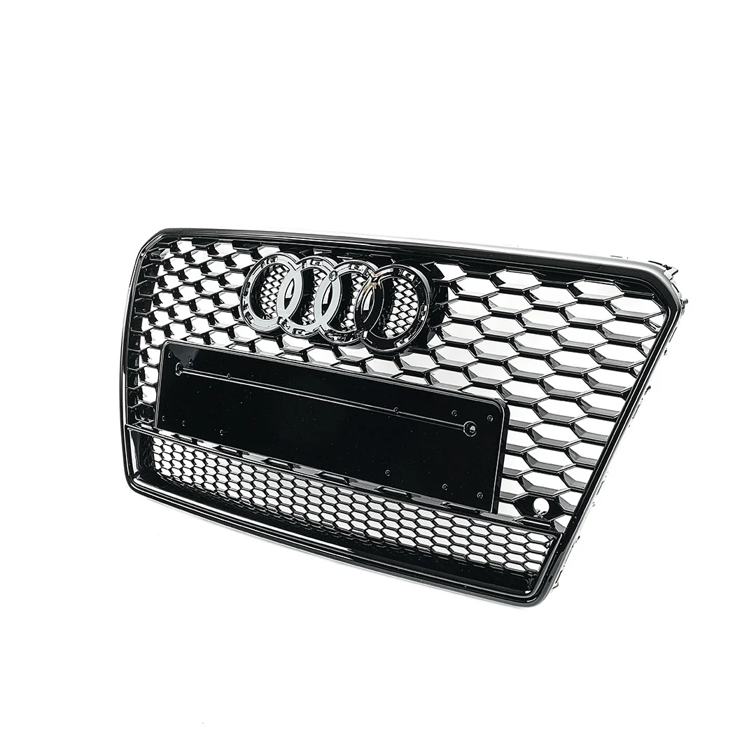 RS7 Style Grille - 4G Pre-Facelift A7/S7 - Black With Black Frame - Silver Quattro - Image 2