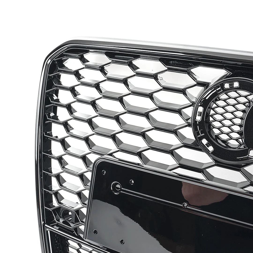 RS7 Style Grille - 4G Pre-Facelift A7/S7 - Black With Black Frame - Silver Quattro - Image 4
